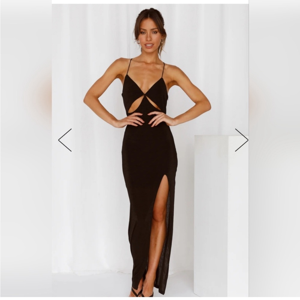 Hello Molly Black Cutout Maxi Dress with Thigh Slit